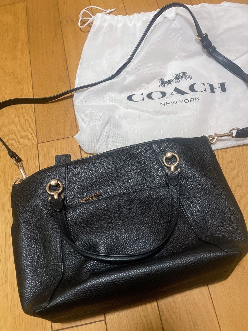 COACH ブラック レザー ハンドバッグ ショルダーバッグ