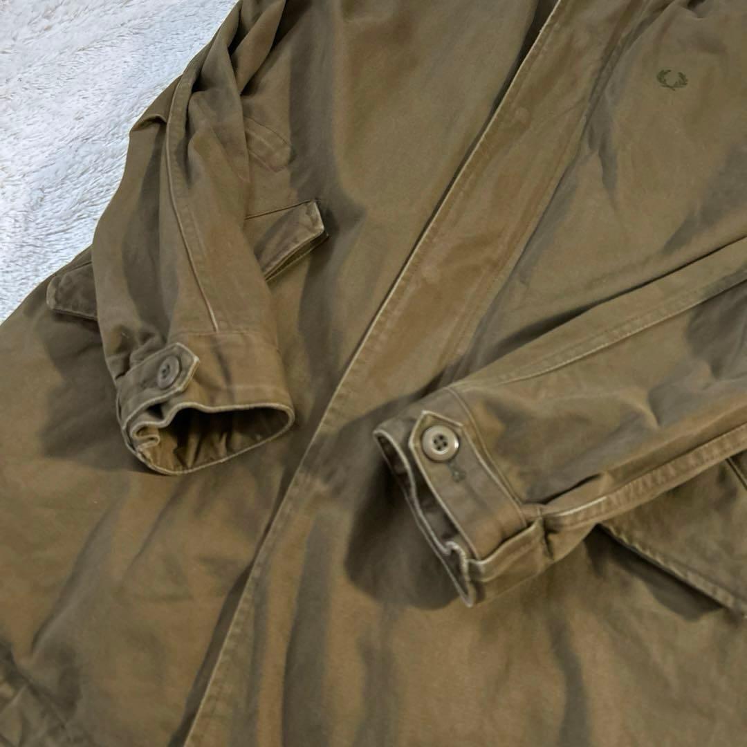 フレッドペリー モッズコート ブロックチェックボアライナー付き カーキ S