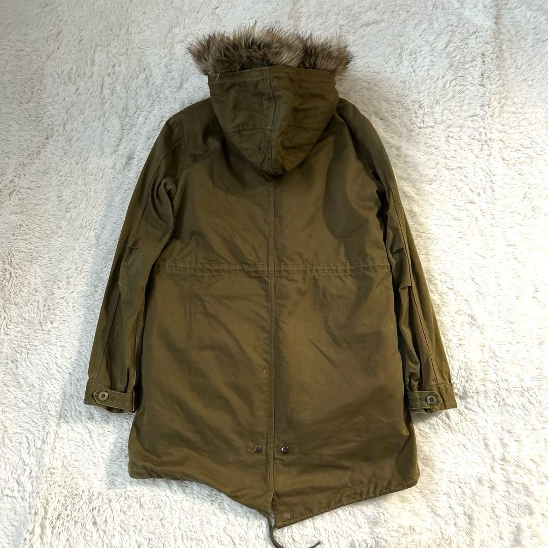 フレッドペリー モッズコート ブロックチェックボアライナー付き カーキ S