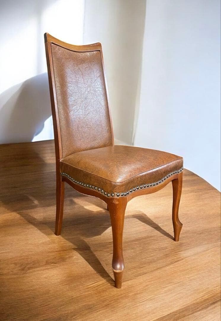 オールドマルニ　北欧レトロ★MARUNI　マルニ木工　鋲打ちハイバックチェア