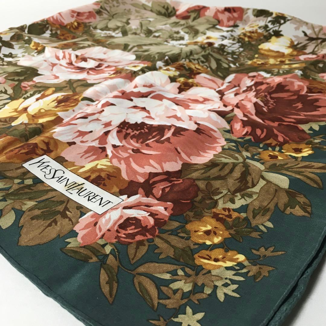 2508-240｜美品｜イヴサンローラン スカーフ シルク グリーン - メルカリ