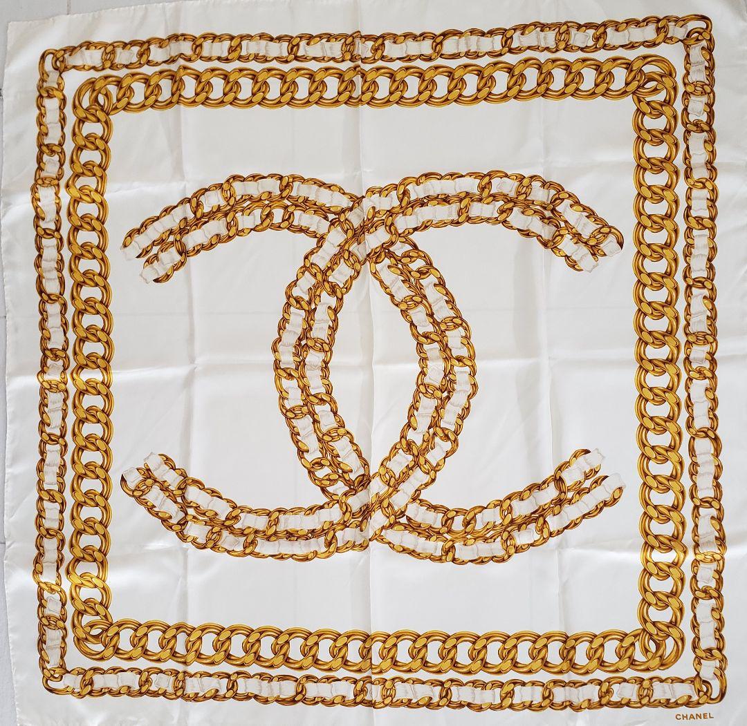 【レアデザイン】CHANEL　ヴィンテージ　ゴールドチェーン　CoCo　シルク