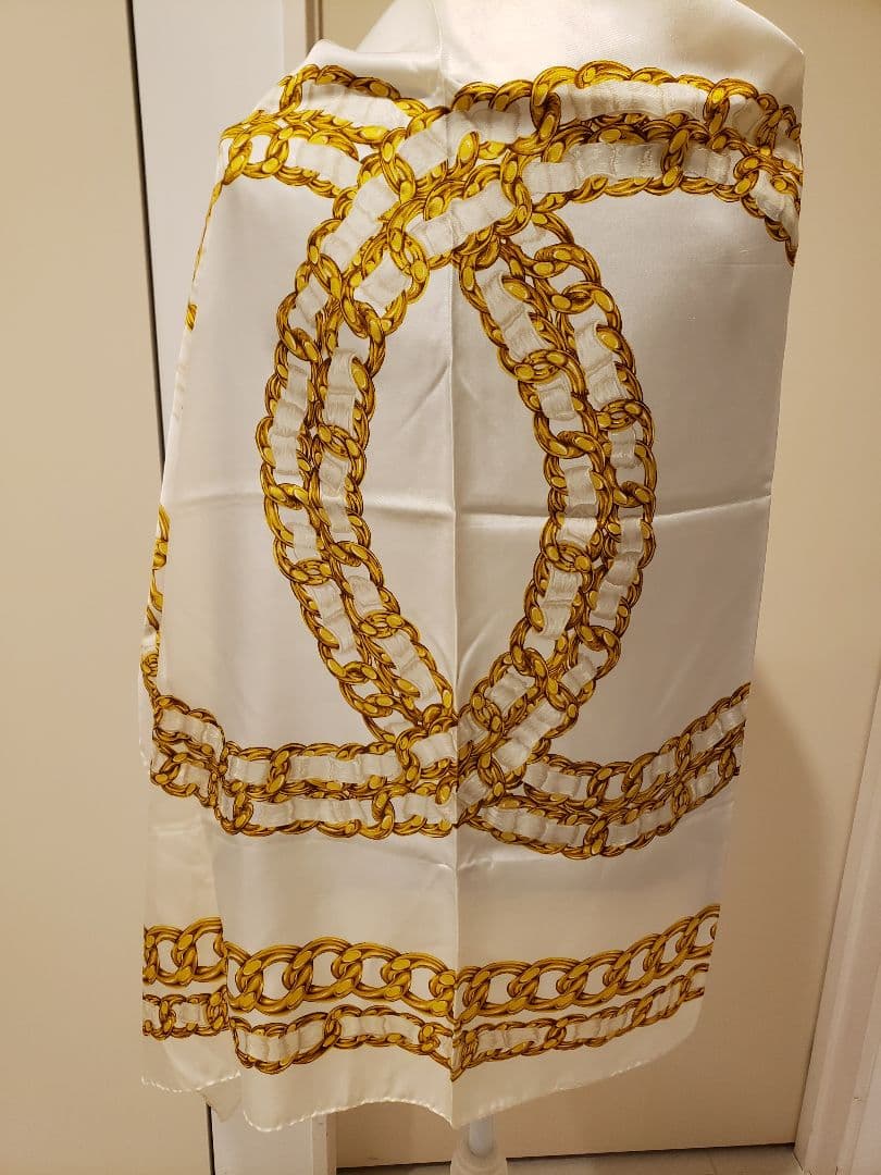 【レアデザイン】CHANEL　ヴィンテージ　ゴールドチェーン　CoCo　シルク