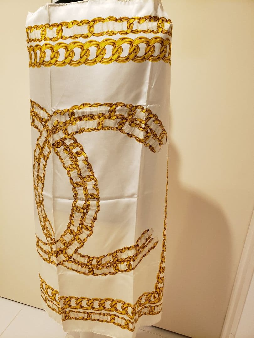 【レアデザイン】CHANEL　ヴィンテージ　ゴールドチェーン　CoCo　シルク