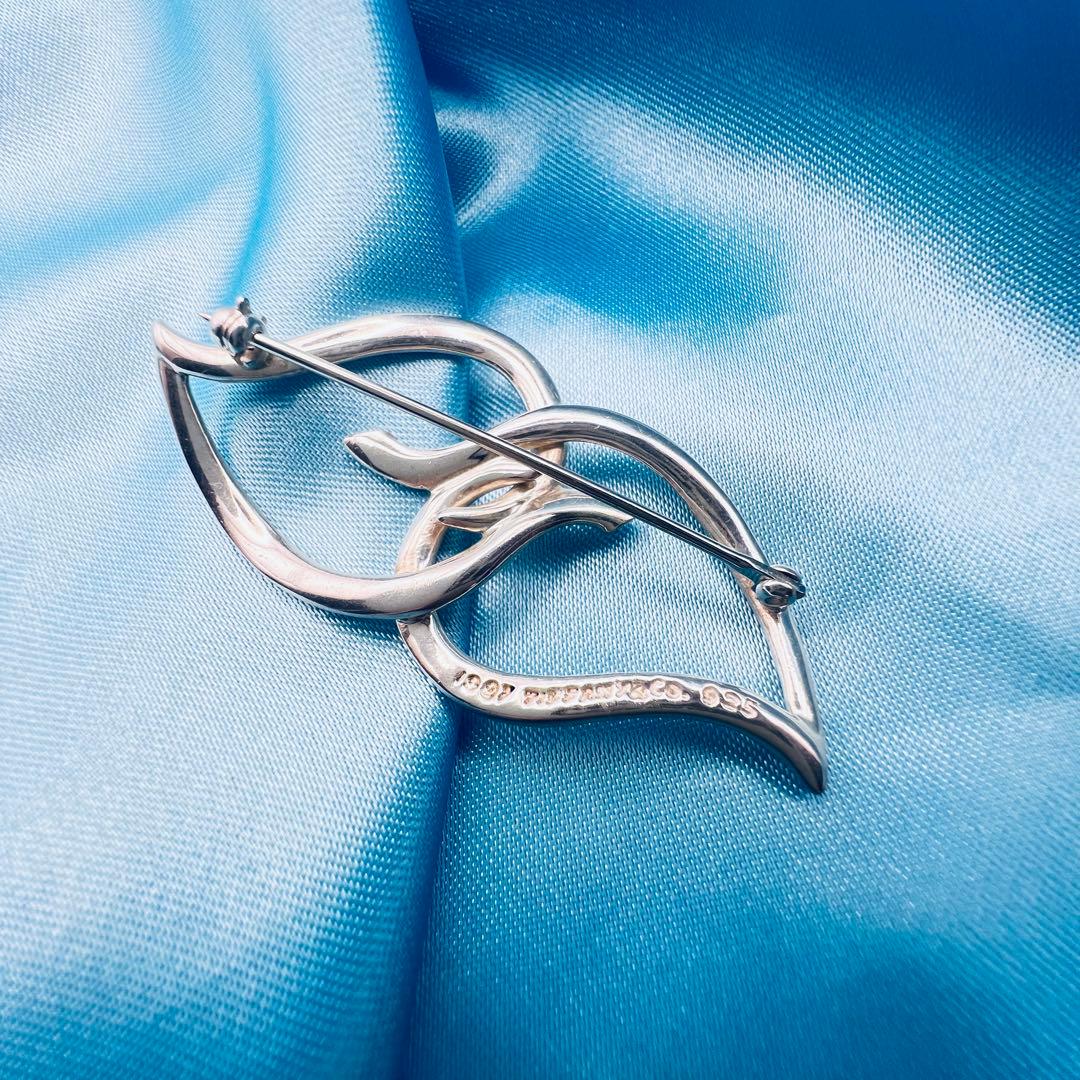 美品　ティファニー　シルバー　ブローチ　ダブル　リーフ