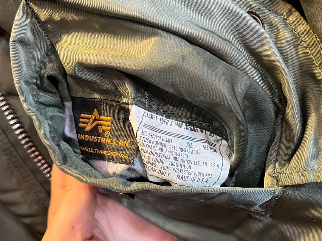 90s ALPHA MA-1 フライトジャケット M オリーブ