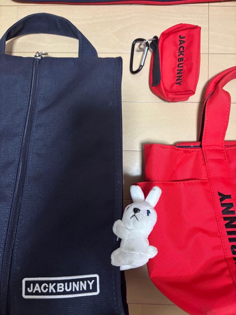 JACK BUNNY ゴルフバッグ カートバッグ セット レッド シューズケース
