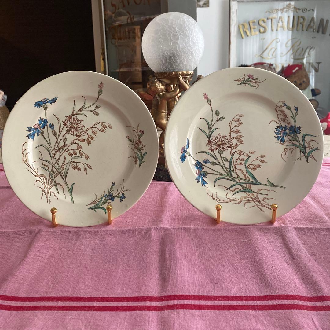 フランスアンティーク LunevilleリュネヴィルBLEUET 矢車菊皿【C