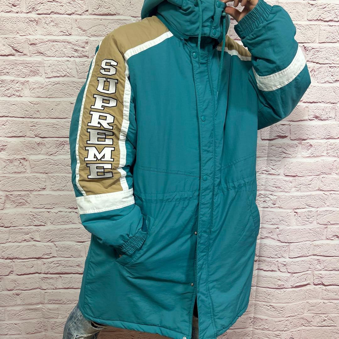【☆最高傑作☆】Supreme ダウンジャケット XL 水色 腕ロゴ 超激レア