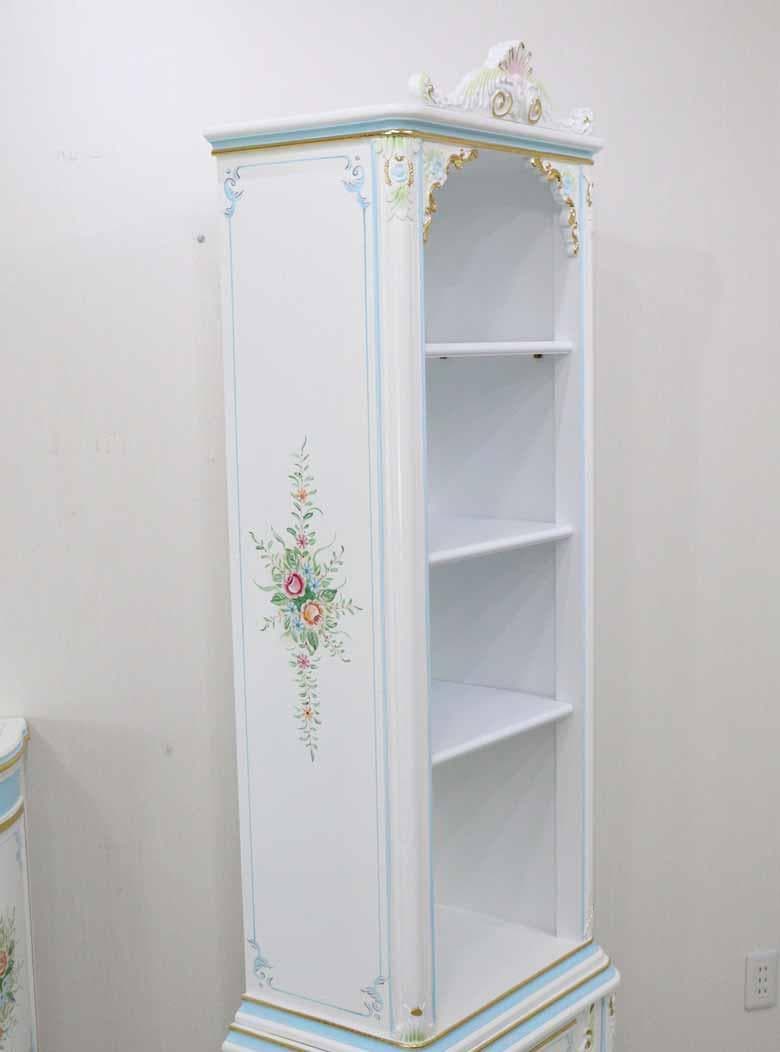 ロココ キャビネット 本棚 完成品 ブックケース 白家具