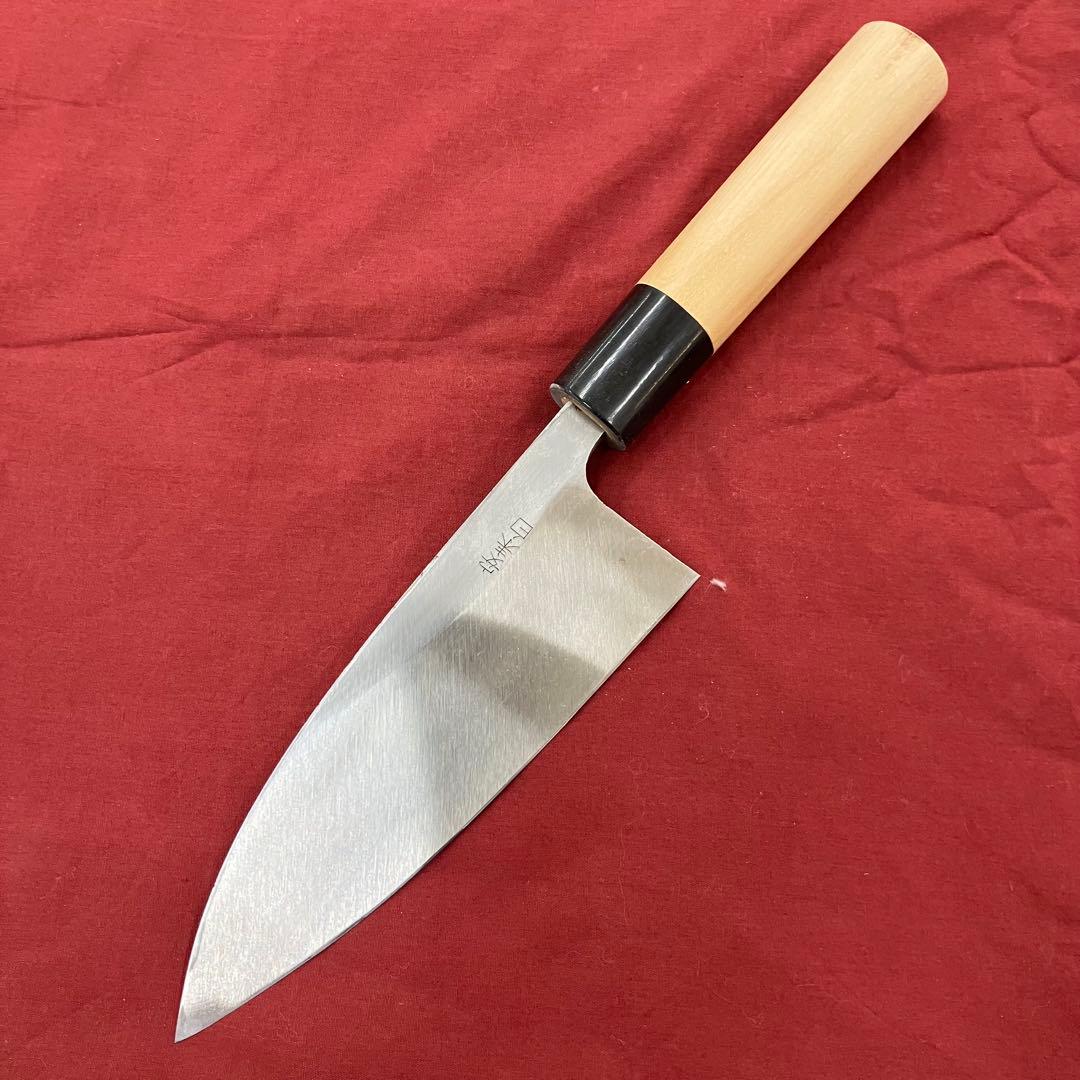 新品未使用品　155mm安木白鋼水牛柄出刃包丁