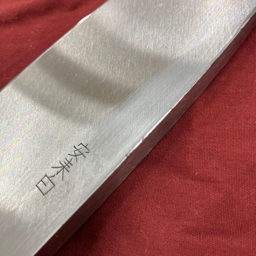 新品未使用品　155mm安木白鋼水牛柄出刃包丁