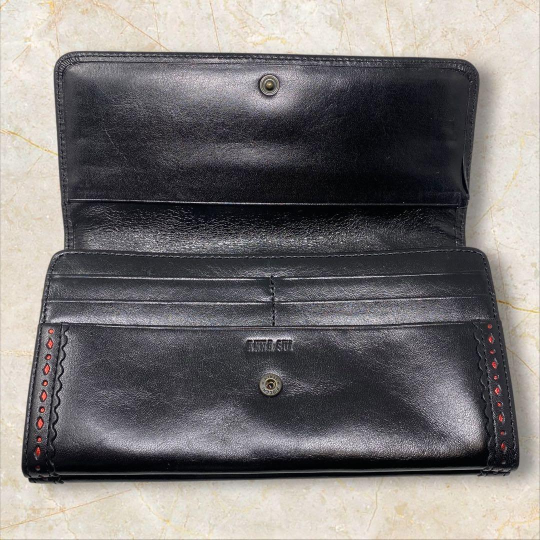 未使用 ANNA SUI アナスイ 長財布 がま口 花柄 ブラック 財布 黒 花