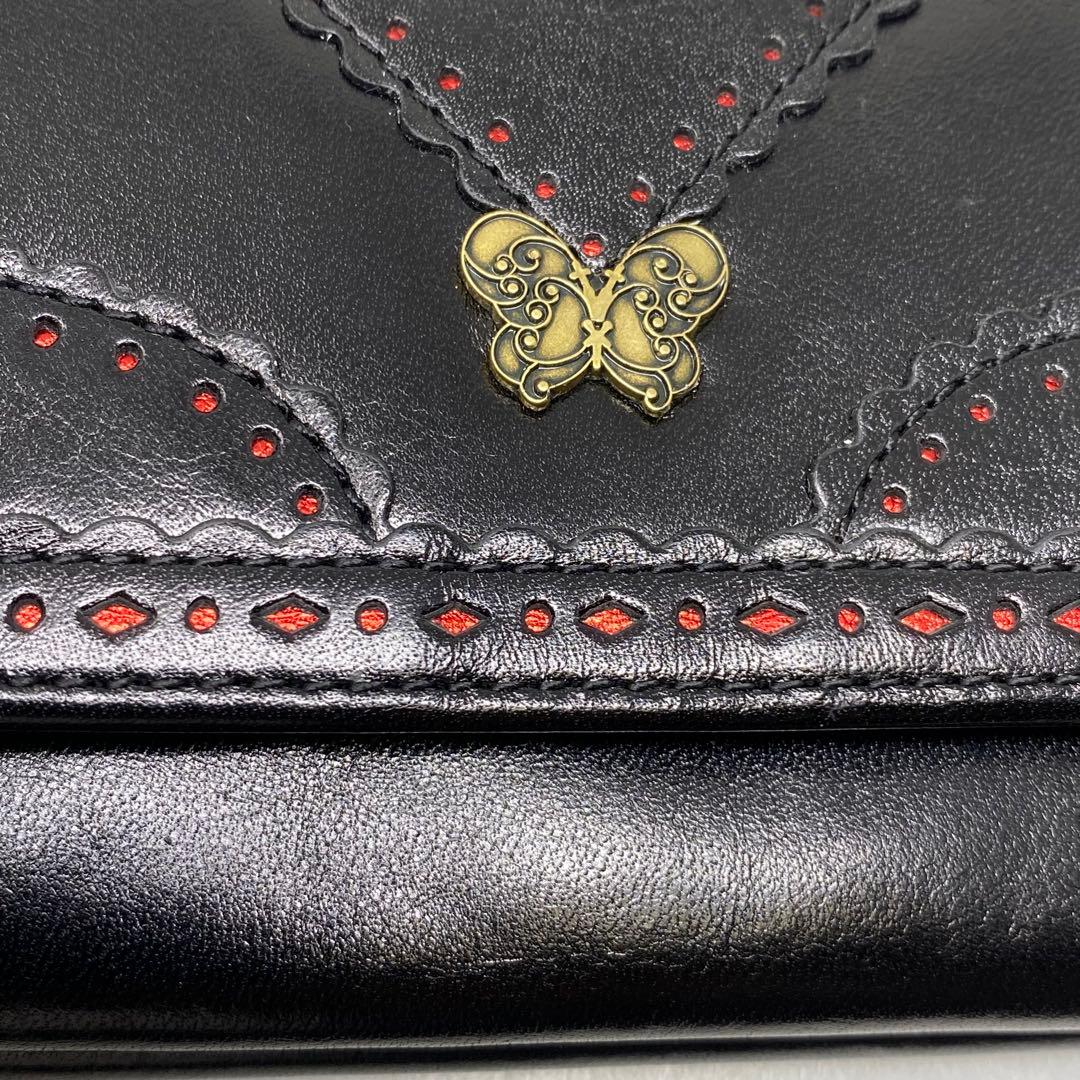 未使用 ANNA SUI アナスイ 長財布 がま口 花柄 ブラック 財布 黒 花