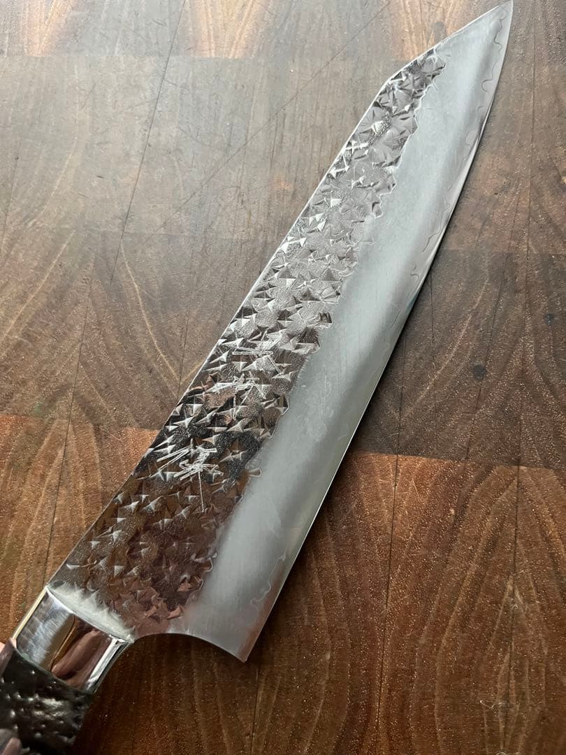 黒崎 優 閃光 鋭　ハイス　SG2 鎚目 牛刀　包丁 180mm 黒アクリル柄