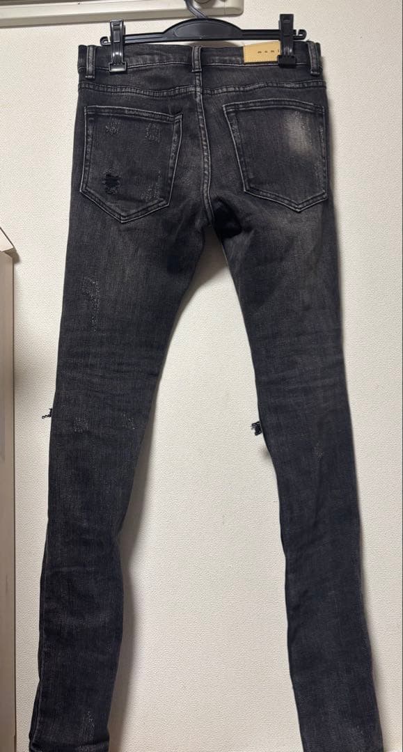 mnml ブラック スキニーデニム 28ダメージ加工