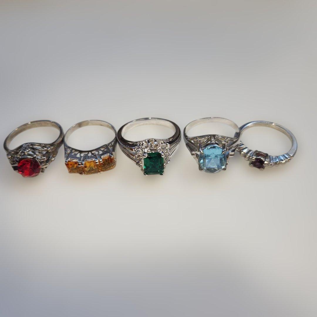 12〜15号 昭和レトロ 色ガラスリング5点まとめ売り - メルカリ