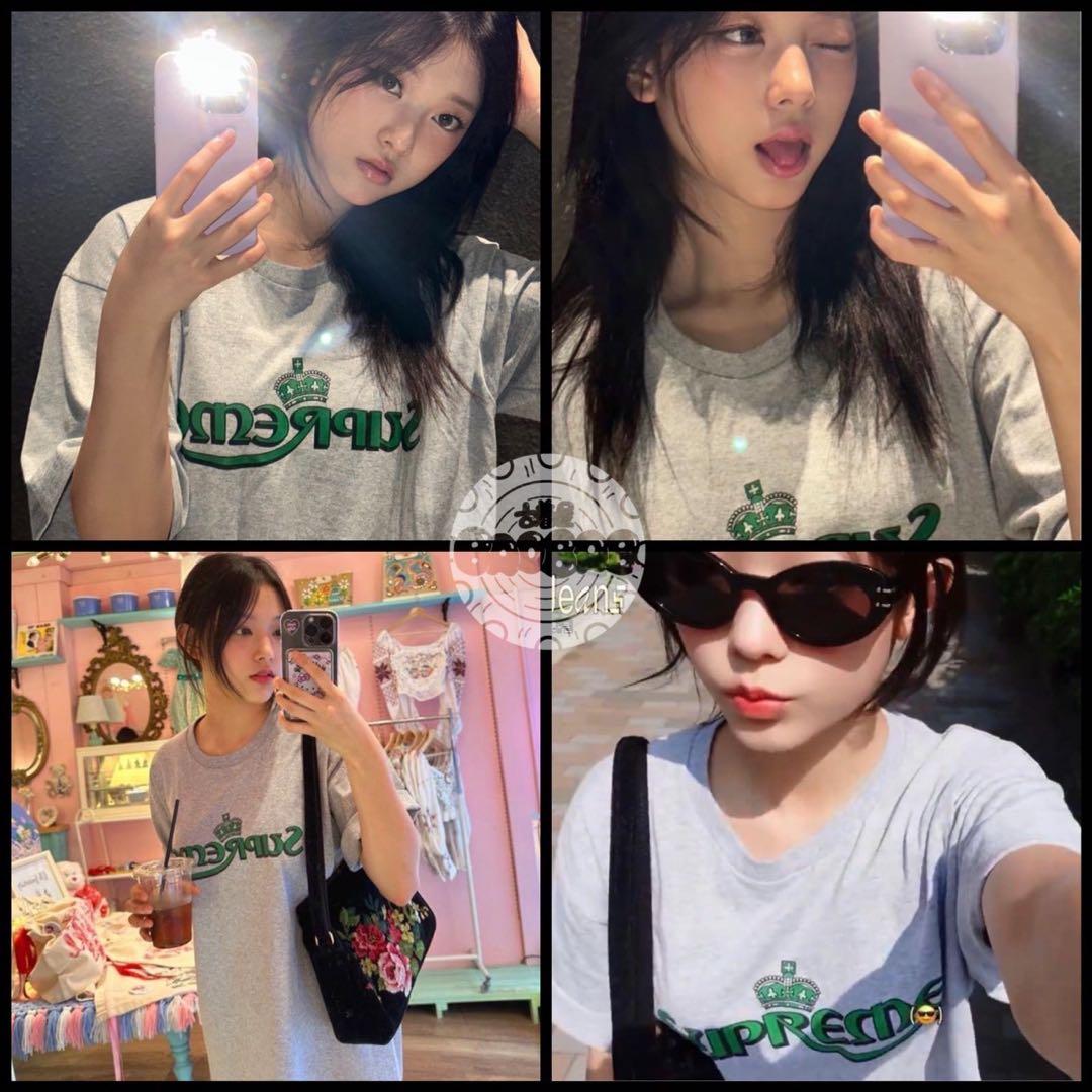 未使用‼︎NewJeans ヘリン 着用 L】シュプリーム Tシャツ グレー