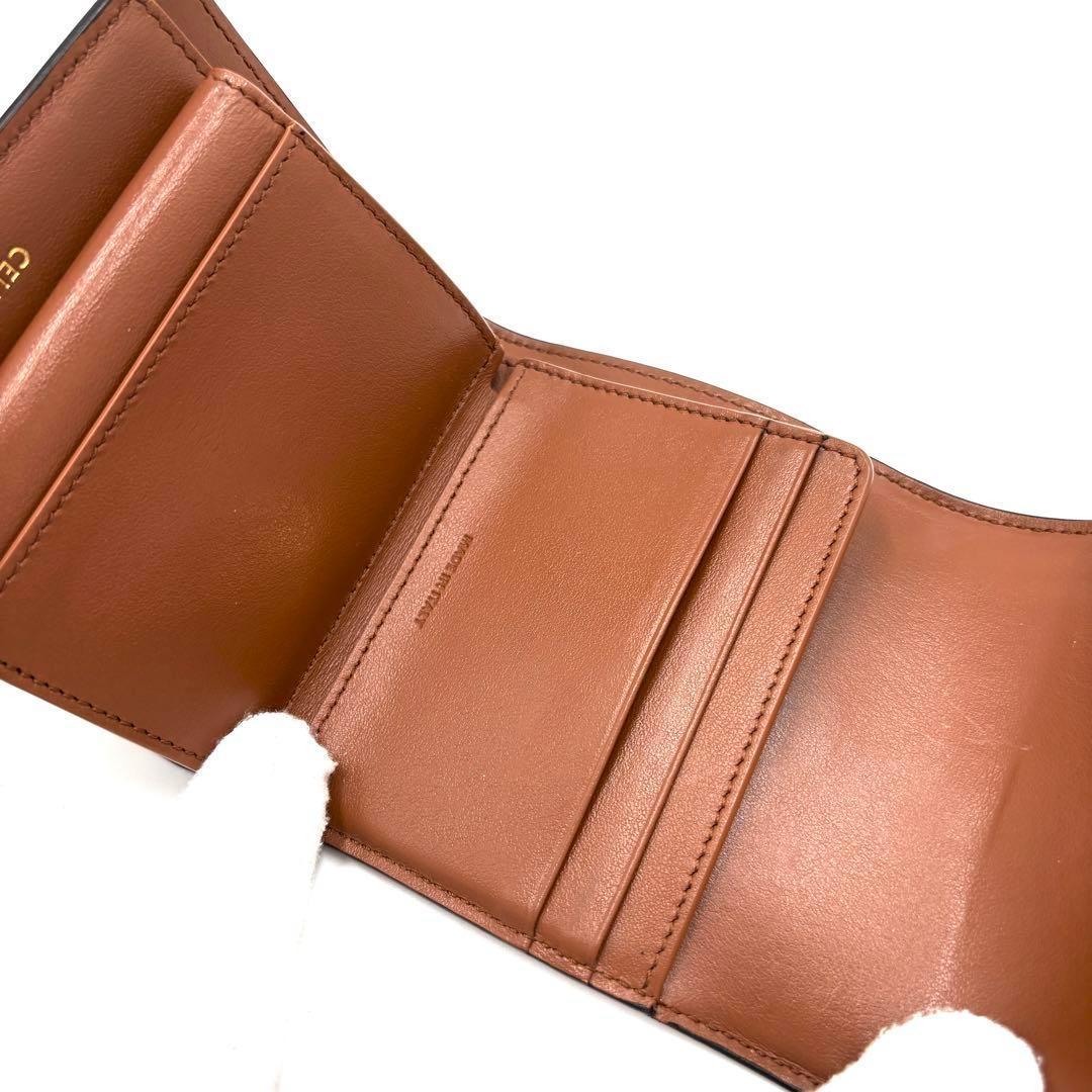 【現行品・極美品】セリーヌ スモール トリフォールドウォレット16 セーズ 茶