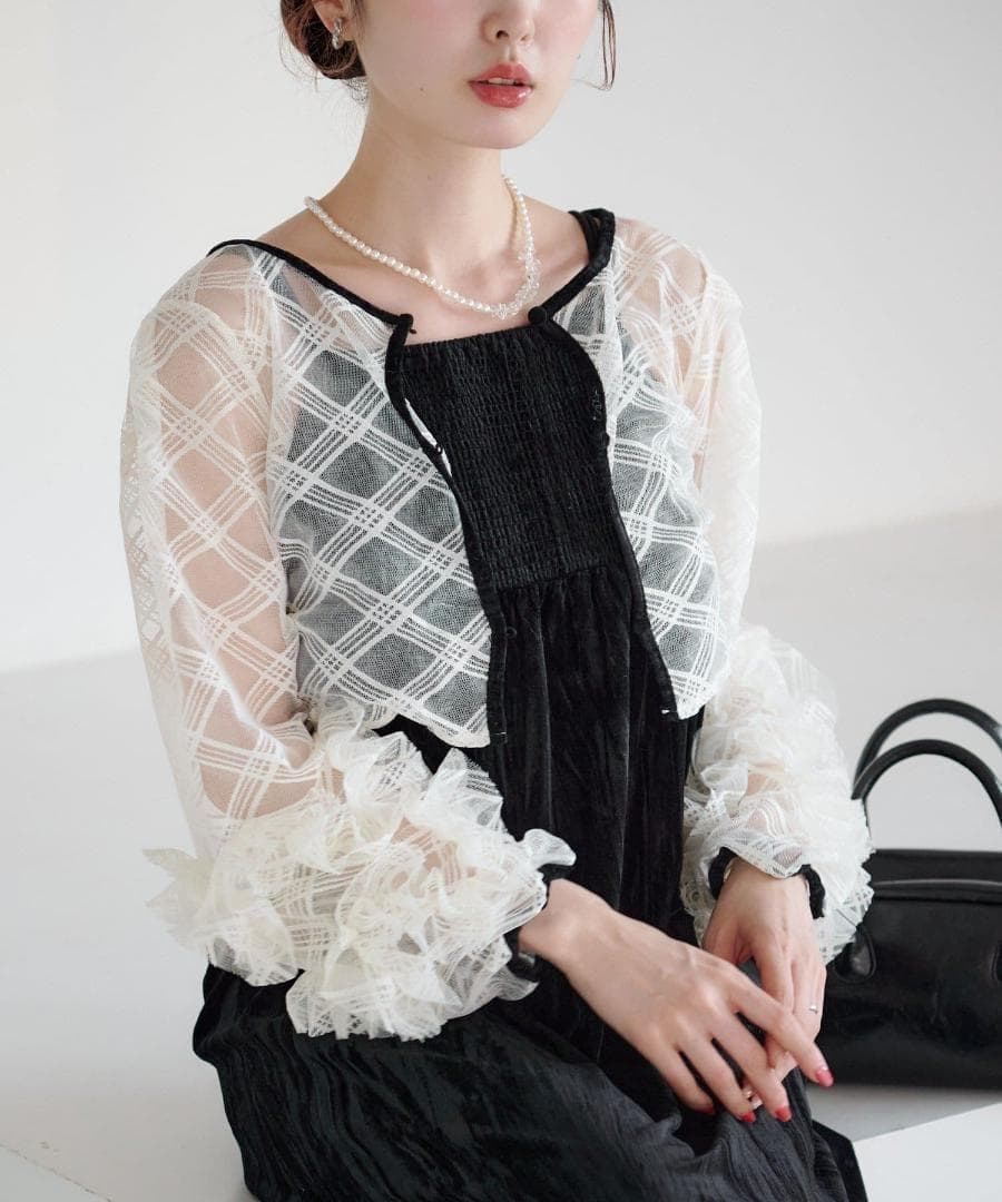 0 新品 カスタネ 結婚式 オケージョン シアーチェック×ベロアワンピースSET