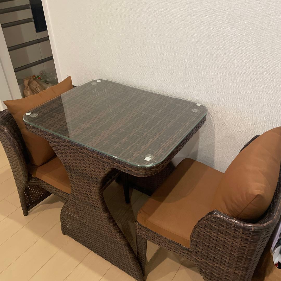 【テーブルチェアセット】ラタン製ダイニングテーブルセット