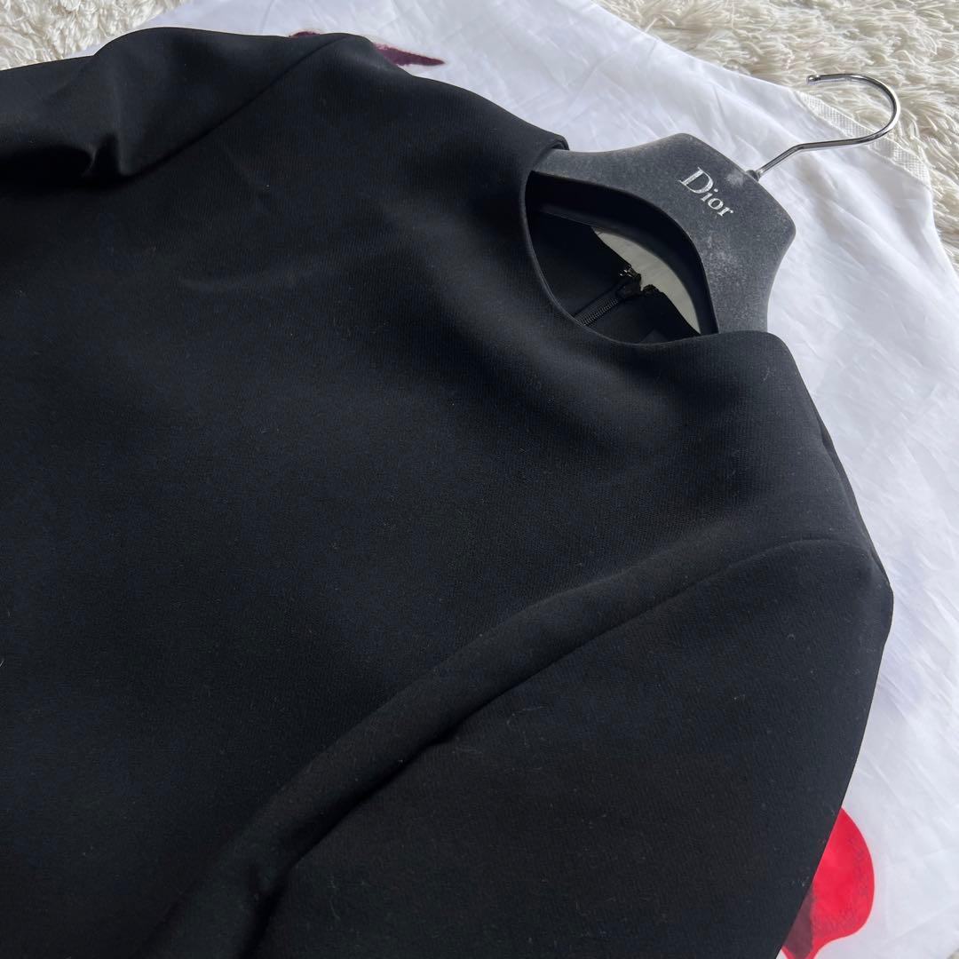 【美品】YOKO CHAN 膝丈ワンピース ブラック 花 長袖 36 S