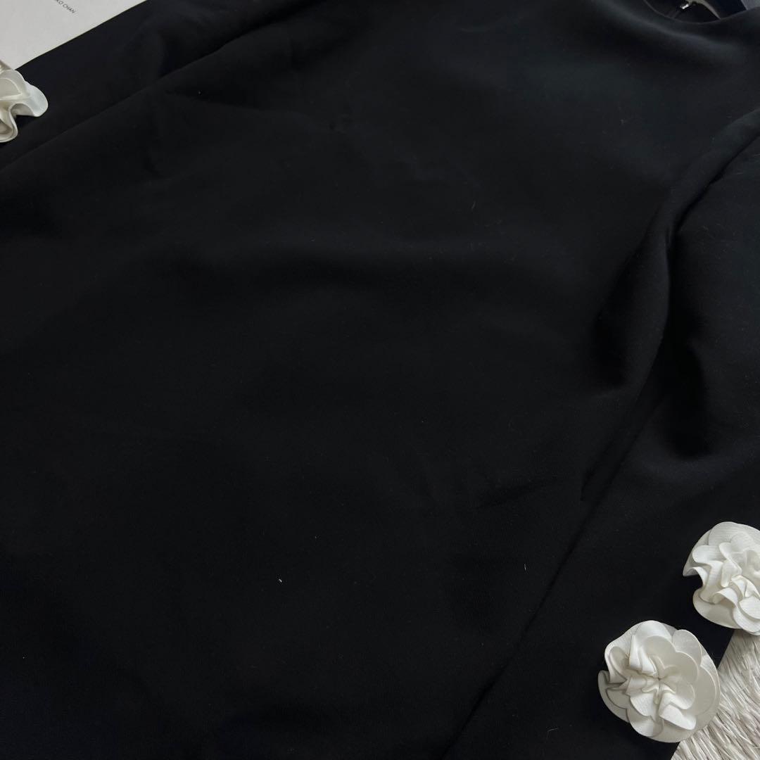 【美品】YOKO CHAN 膝丈ワンピース ブラック 花 長袖 36 S