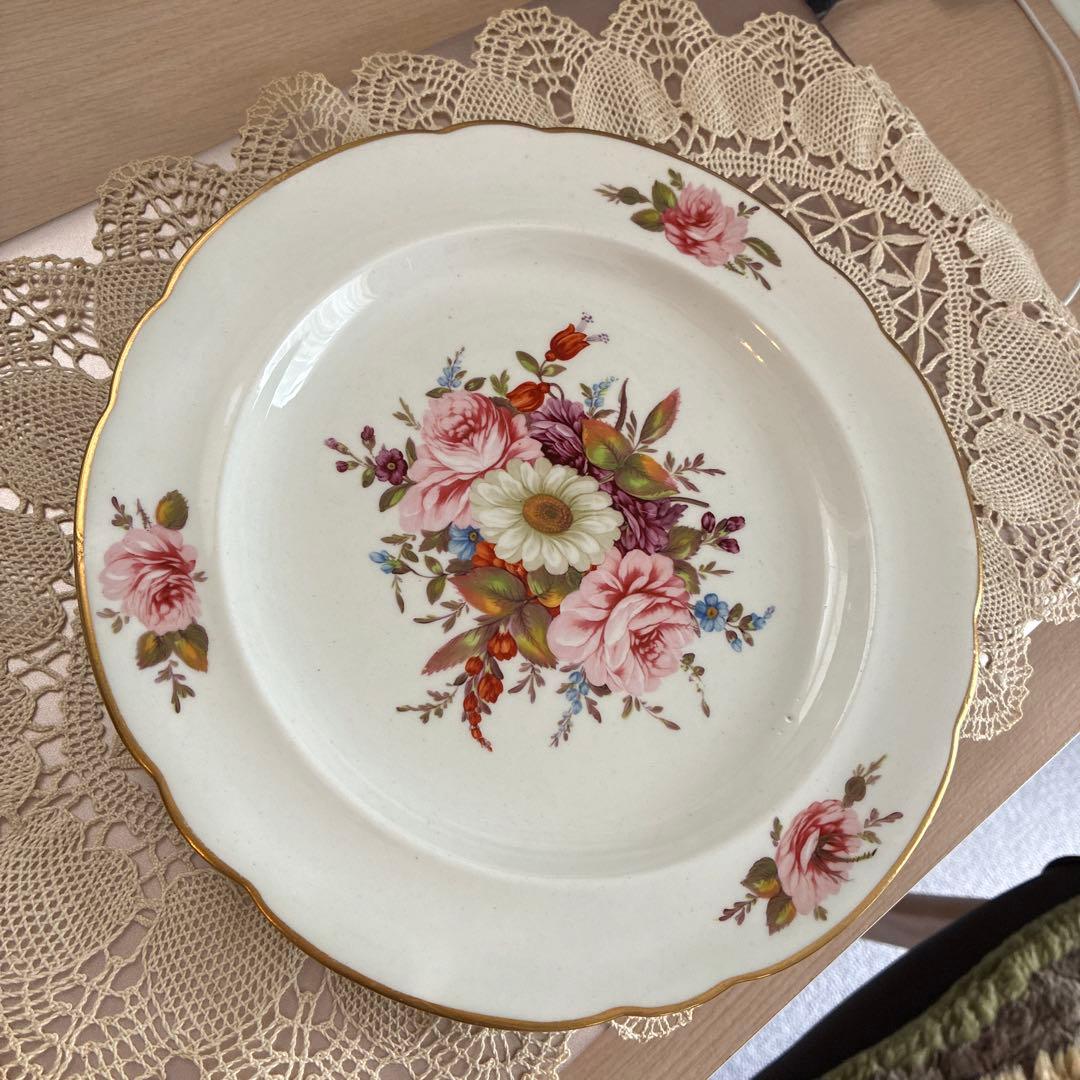 稀少　英国アンティーク　チャールズボーン　19世紀初頭薔薇のブーケのプレート