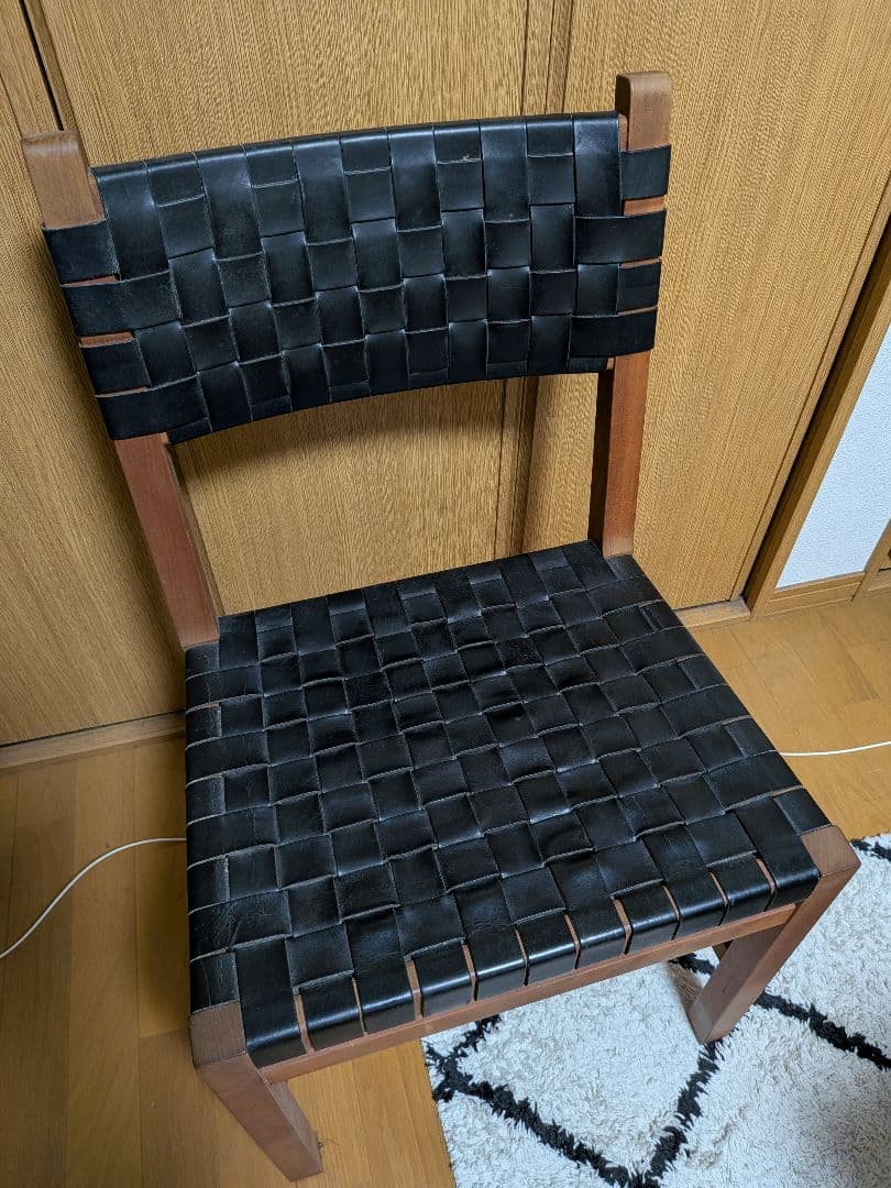 ​【希少/廃盤】北の住まい設計社 ラスティックチェア (チェリー/黒本革)