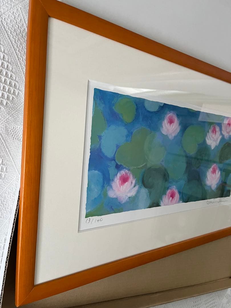 40×62版画　ジニー・キム　睡蓮　限定ジクレー　サイン、ED、証明書 額装