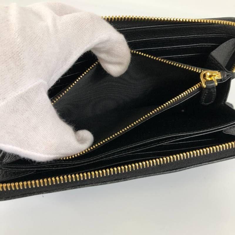 美品 プラダ ヴィッテロダイノ ラウンドジップ 長財布 ブラック