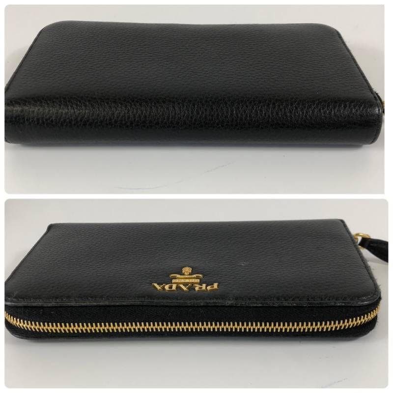 美品 プラダ ヴィッテロダイノ ラウンドジップ 長財布 ブラック