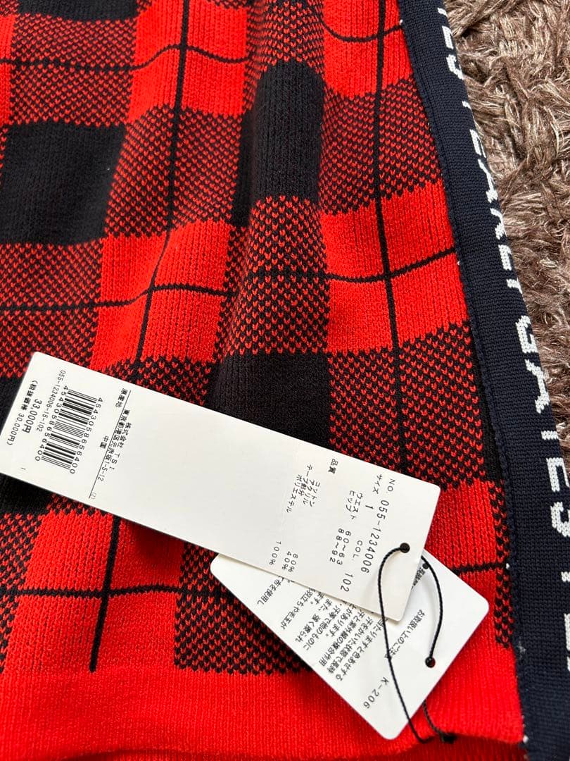PEARLY GATES 赤黒チェック ニットスカート　サイズ①