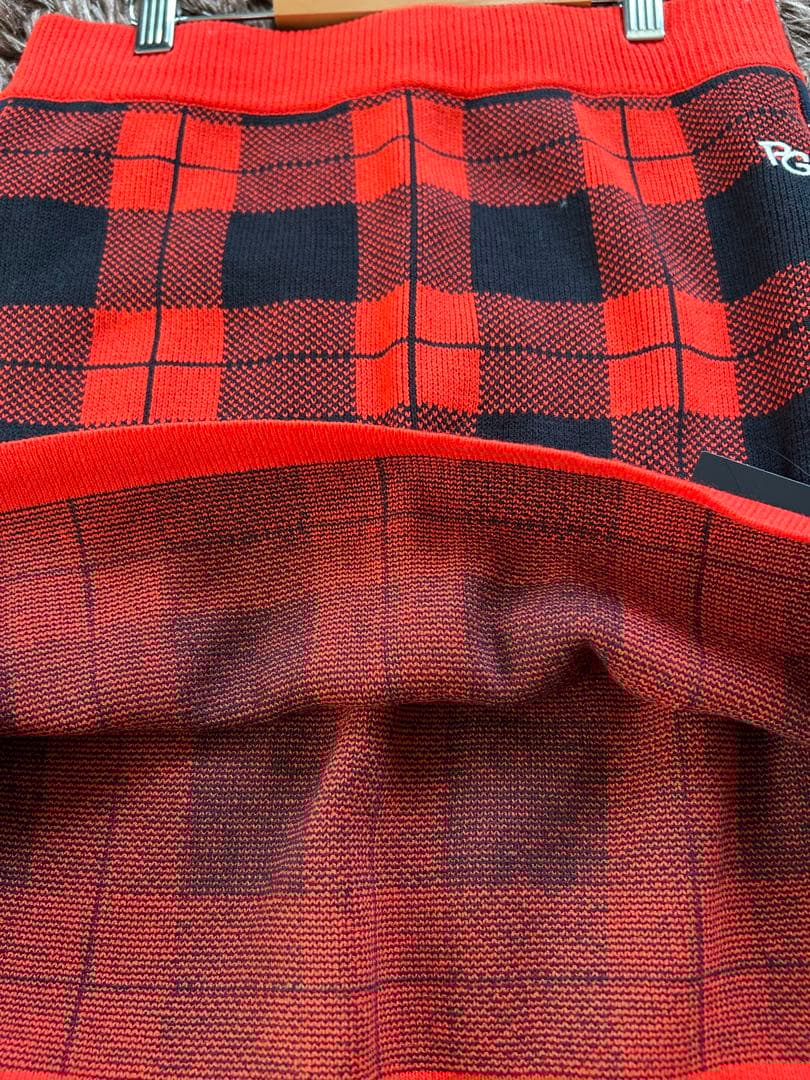 PEARLY GATES 赤黒チェック ニットスカート　サイズ①