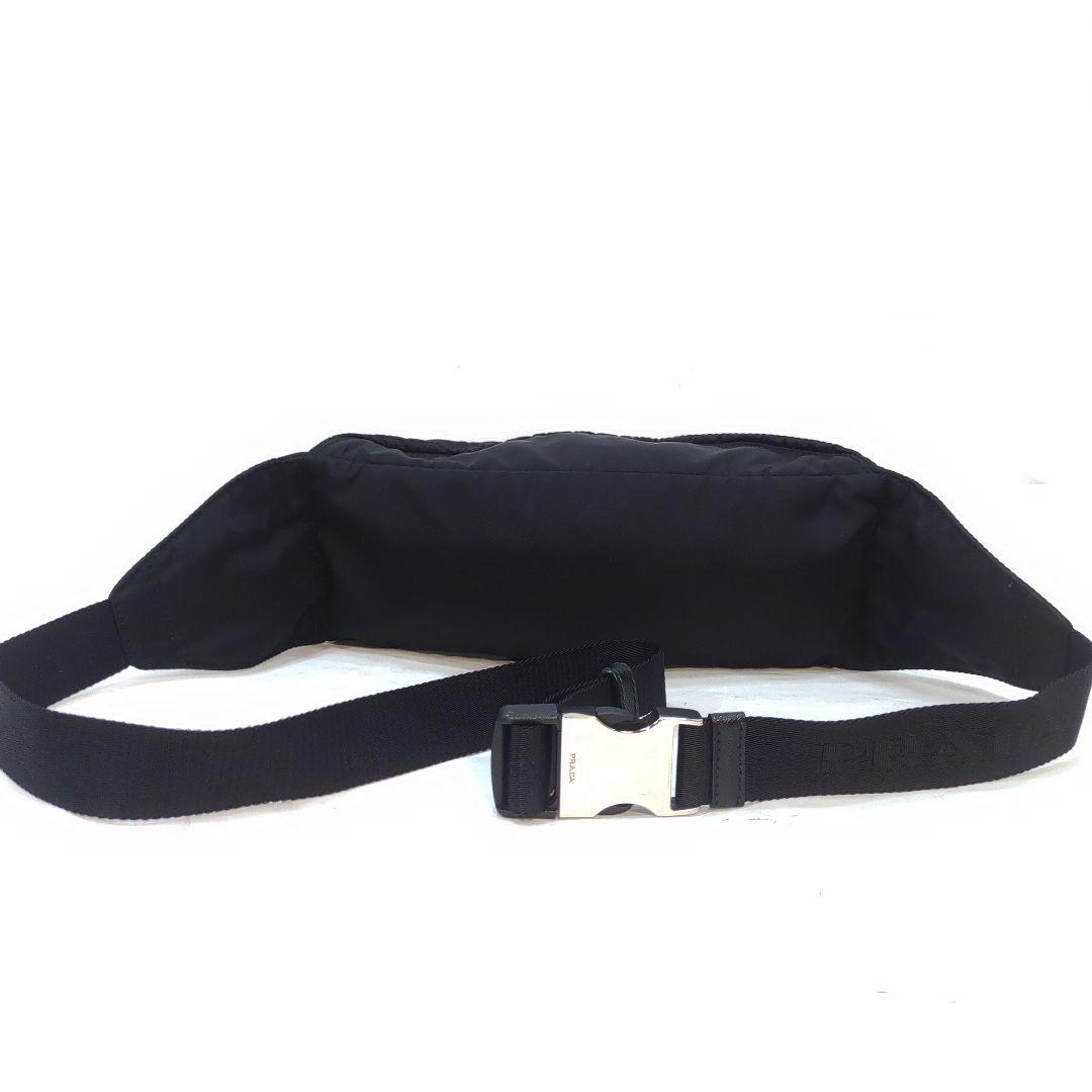 【極美品】プラダ ウエストポーチ サフィアーノ×ナイロン 黒 ショルダーロゴ