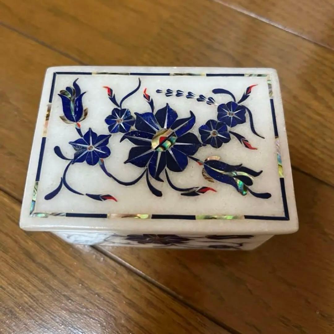 インド雑貨 大理石象嵌細工 小物入れ - メルカリ