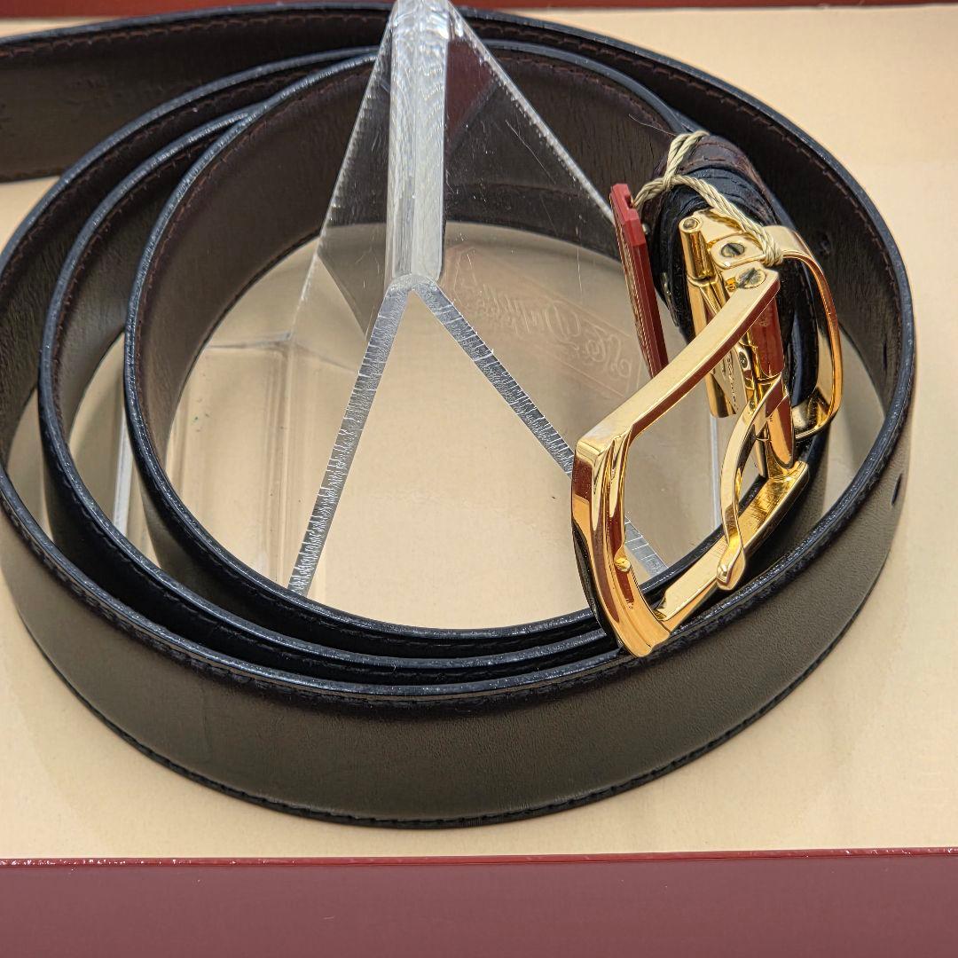 【美品】 エスティーデュポン S.T.DUPONT レザーベルト ブラック