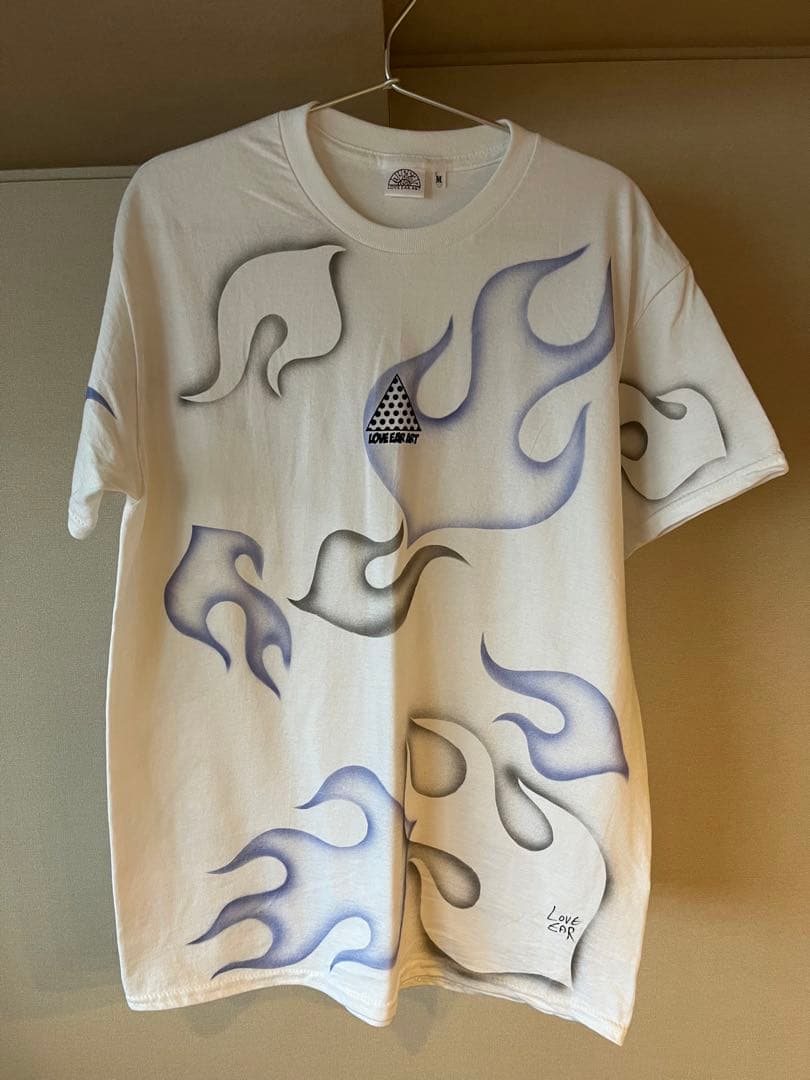 キムタク 私物 LOVE EAR ART ラブイヤーアート Tシャツ ファイア青