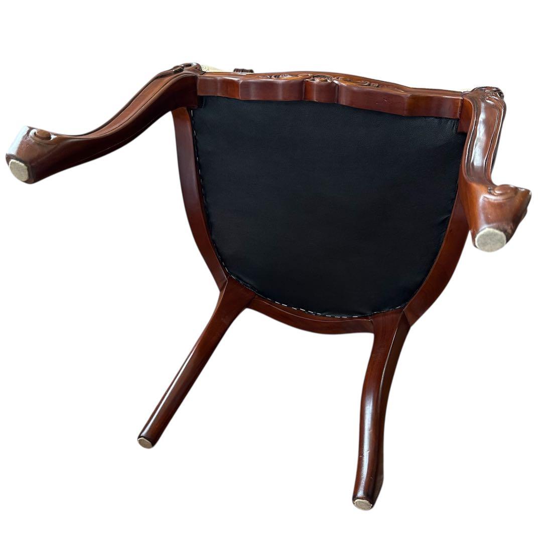 クロシオ フランシスカ チェア 肘付 アンティーク調 ブラウン 猫脚 ロココ調