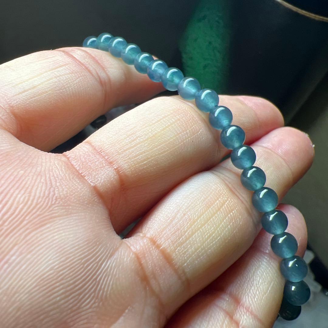 本翡翠、特選純ブルー、ネイビーブレスレット
