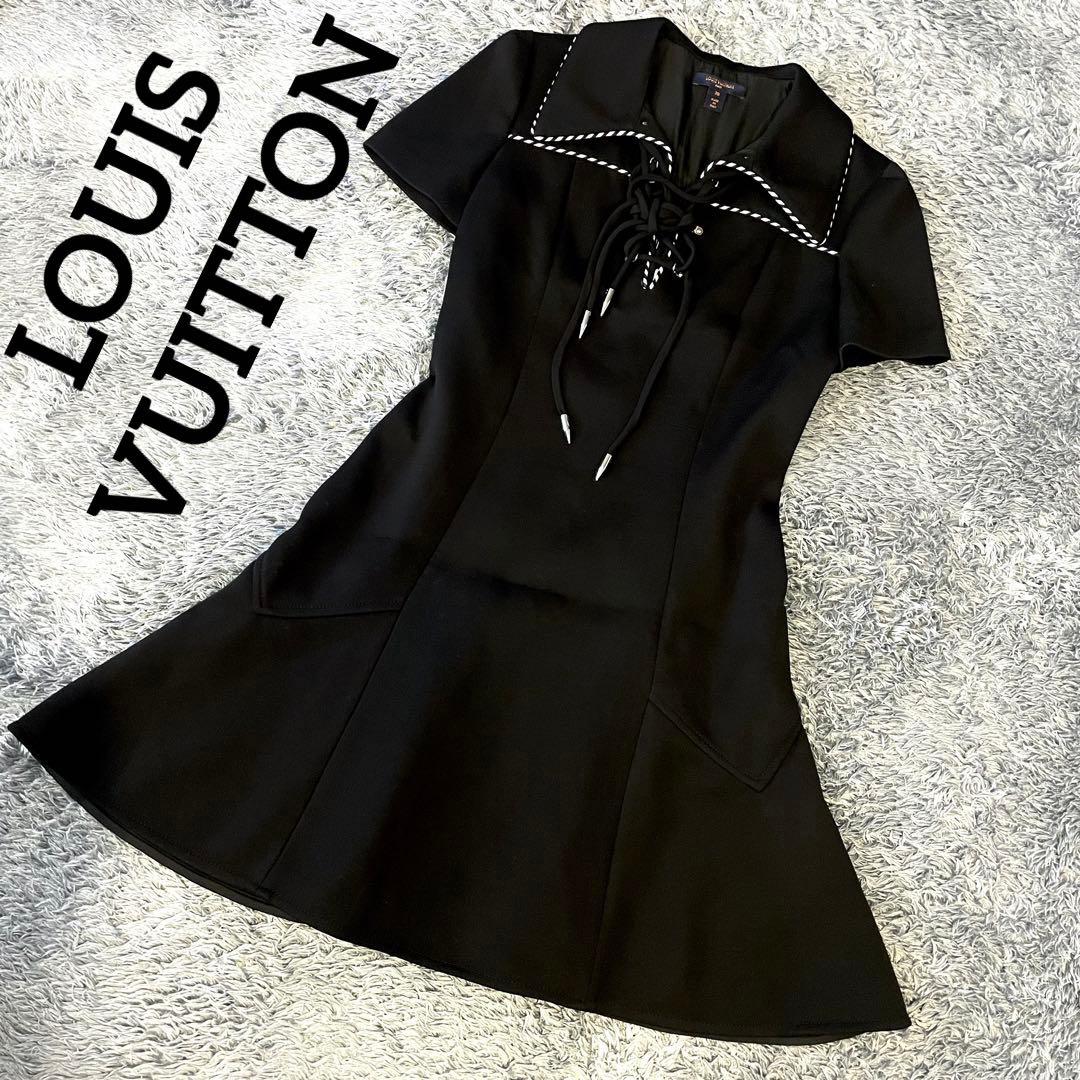 【極美品】ルイ・ヴィトン ワンピース フレア レースアップ スケータードレス 黒