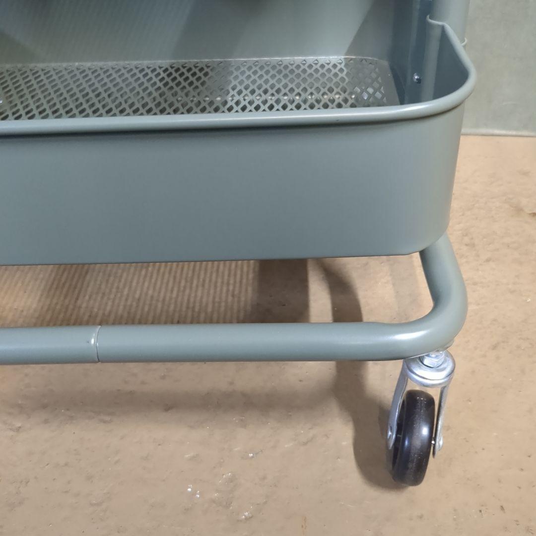 s)ルッツ様専用 IKEAキャスター付き3段キッチンワゴン グリーンホワイト