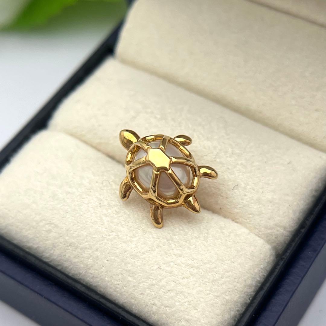 ☆美品☆ミキモト　K18 ピンブローチ　パール　カメ　皇室御用達ブランド