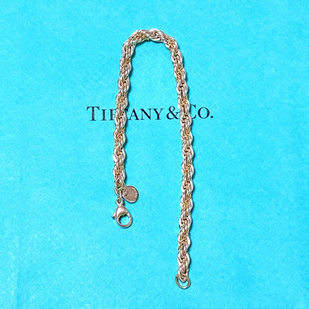 【美品】18.7cm ティファニー ツイスト コンビブレスレット 925/750