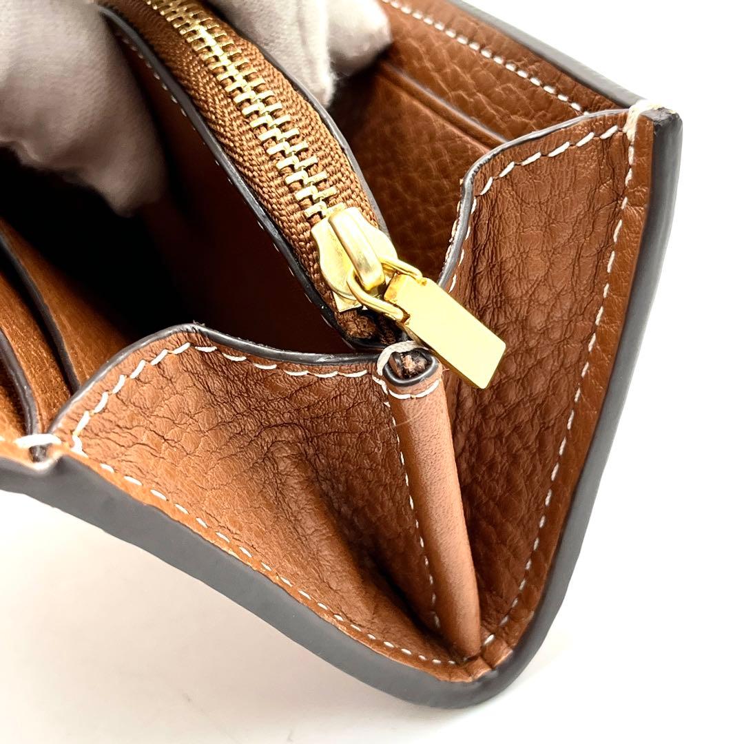 完売品・未使用保管品 トリーバーチ エレノア 折り財布 ケース レザー 茶