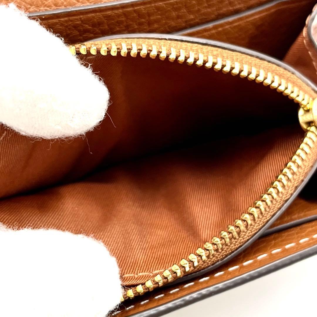 完売品・未使用保管品 トリーバーチ エレノア 折り財布 ケース レザー 茶