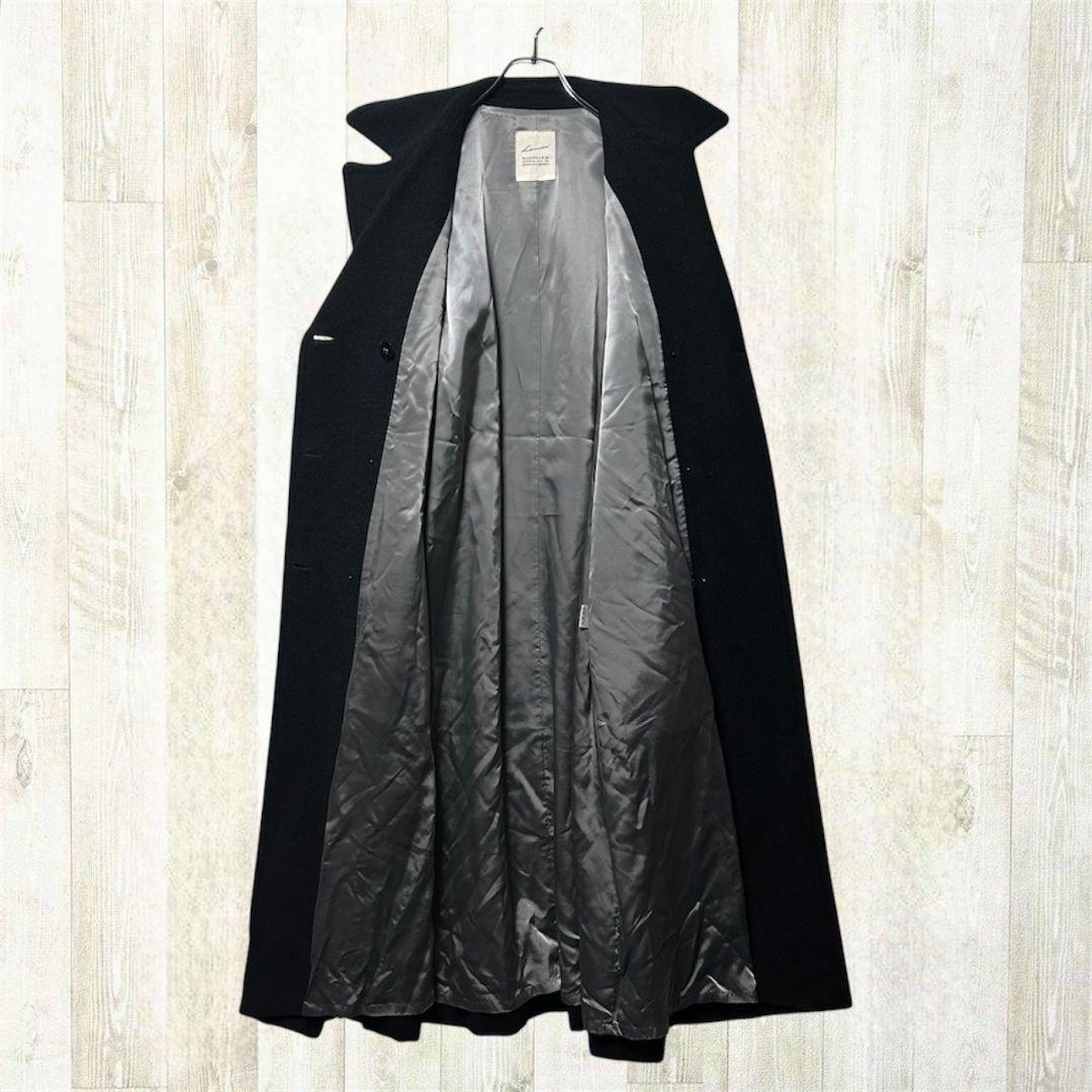 ルーニィ ウール アンゴラ ロングコート ダブルブレスト L 黒 ブラック 上品