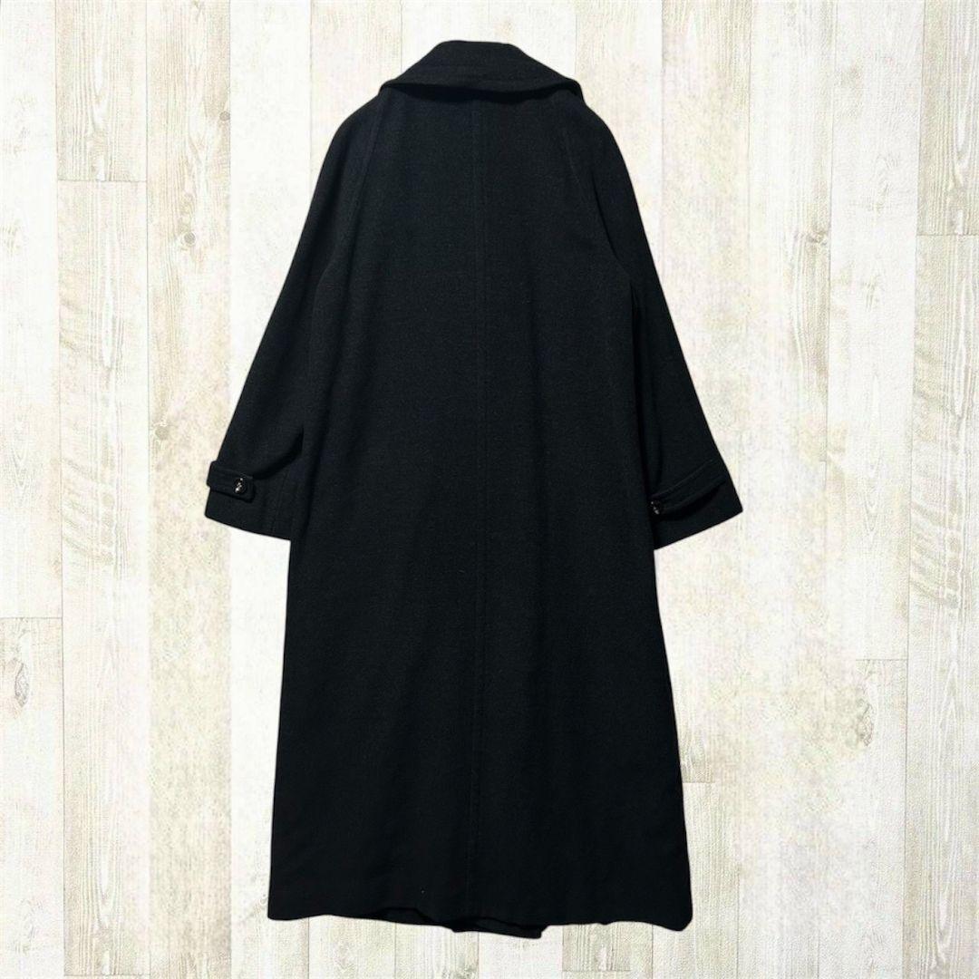 ルーニィ ウール アンゴラ ロングコート ダブルブレスト L 黒 ブラック 上品