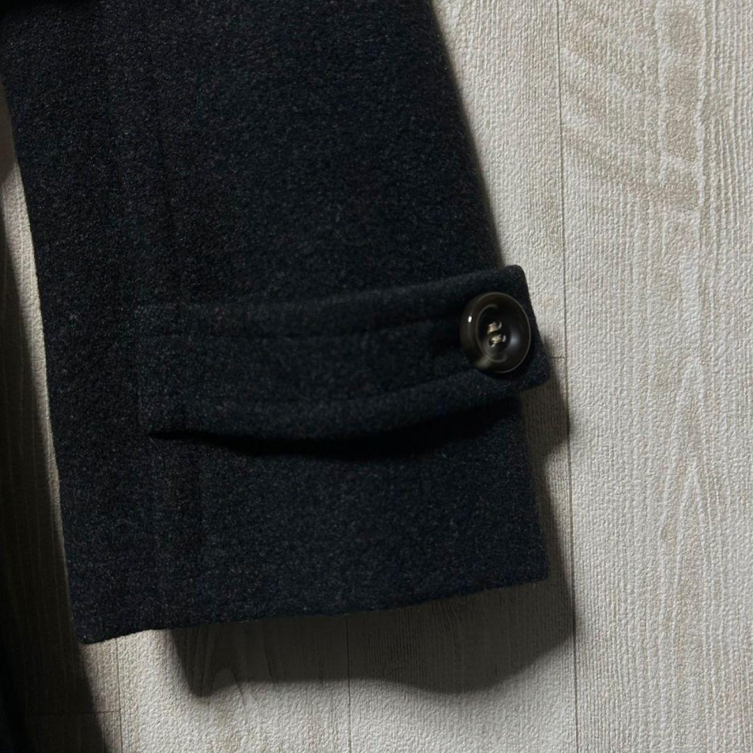 ルーニィ ウール アンゴラ ロングコート ダブルブレスト L 黒 ブラック 上品