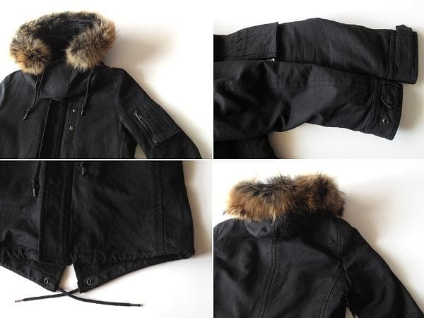 JACKROSE 裏ボアライナー リアルファー モッズコート 3 黒